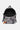 Sac à dos Egan Noir délavé ouvert, intérieur noir visible, poche avant tie-dye gris, cœur brodé et cordons colorés