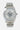Montre Flamby Argent de face, boîtier et bracelet en acier, cadran argenté avec fleur de lys gravée