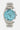Montre Fito Turquoise de face, bracelet en acier, cadran turquoise à motif bandana paisley noir