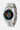 Montre Flappy Noir vue de trois quarts, bracelet acier à maillons et cadran noir à fleur multicolore