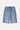 Short Jeva Bleu Jean de face à plat, denim clair, motifs brodés blancs en forme de coeurs sur les ourlets