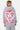 Sweat à capuche Evy Gris Chiné porté de dos par une mannequin femme, grand cœur blanc et inscriptions Love Amor rouges