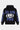 Sweat à capuche Fabian Noir vu de dos à plat, grand logo ELVN PRS bleu avec cœur et étoile blancs