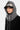 Accessoire Fanette Gris, cagoule en maille grise portée avec une casquette, cordon de serrage et cœur brodé