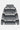 Sweat zippé à capuche Japo Gris Chiné à plat, vue de face, rayures grises et blanches, cœur noir et poches kangourou