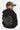 Sweat à capuche Farry Noir porté par un garçon assis de profil avec casquette, motif strass sur le dos