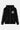 Sweat à capuche zippé Filona Noir de face à plat, surpiqûres grises, emblème fleur de lys et lettrage blanc sur les manches