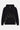 Sweat à capuche zippé Flarion Noir de face à plat, motif de flammes en strass et clous dorés sur le bas du devant