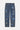 Pantalon Flex Bleu Jean de dos à plat, deux poches plaquées, étiquette Elevenparis et fleurs de lys bleues et blanches