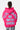 Sweat à capuche Fendy Rose porté de dos par une mannequin, inscription bleu ciel Eleven Paris No Snitch Lovers en relief