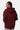 Sweat à capuche Flocon Bordeaux porté de dos par une mannequin, capuche et bordure surpiquée blanche, coupe ample