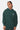 Sweat à capuche Flocon Vert porté de face par une mannequin femme, petit cœur blanc sur la poitrine, poche kangourou