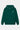 Sweat à capuche Flocon Vert de face à plat, bordure de capuche surpiquée blanche, petit cœur blanc sur la poitrine