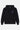 Sweat à capuche Flouze Noir de face à plat, cordons noirs, petit cœur à croix violet sur la poitrine