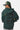 Sweat à capuche Folezia Vert porté de dos par une femme en casquette, broderie Eleven Paris Therapy Reset button