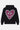 Sweat à capuche Fontenay Noir de dos, grand coeur rose en mosaïque cerné de blanc, visage souriant