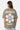 T-shirt Jamaica Kaki vu de dos sur une mannequin femme, fleur beige souriante et texte Melrose Avenue