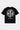T-shirt Jared Noir à plat de dos, fleur de lys flammée aux lettres gothiques colorées et texte New York