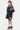 T-shirt enfant Juline Noir Délavé porté avec short assorti par une fille, 22 turquoise, étoiles et bandes roses