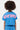 T-shirt Jasnova Bleu court porté par un enfant, vue de dos, lettres roses gothiques Eleven sur les épaules, gros plan