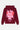 Sweat à capuche Javalentin Bordeaux à plat, de face, poche kangourou, cordons rayés et inscription rose l'amour win