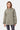 Veste à capuche zippée Jaway Kaki portée par une mannequin femme, de face, petit coeur brodé et poignets élastiqués
