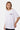 T-shirt Jegg Blanc oversize porté par une mannequin femme, de face, inscription Eleven noire sur la poitrine