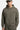Sweat à capuche Jeuda Kaki porté par un mannequin homme, gros plan de face, poche kangourou et coeur brodé