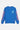 Sweat col rond Jim Bleu à plat, vue de face, petit cœur turquoise qui coule, inscriptions roses French Riviera sur manches