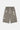 Short Jiora Kaki à plat, vue de face, cordon écru et motifs de fleurs de lys blancs et verts brodés