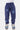 Jogging Joachim Bleu Marine délavé porté par un enfant, vue de face, fleurs de lys bleu clair, baskets bleues à lacets blancs