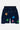 Short cargo Jolan Denim Bleu foncé à plat, vue de face, poches à rabat et fleurs colorées brodées