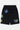 Short Jorine Noir à plat, vue de face, cordon noir, grandes fleurs colorées et logo Eleven Paris fleuri en bas