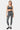 Brassière de sport Judoka Bandana Kaki portée en pied de face avec le legging assorti, motif cachemire gris