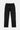 Pantalon cargo Juede Noir vu de face à plat, poches à rabat boutonnées sur les cuisses, cordon de serrage, fond blanc