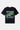T-shirt June Noir Délavé vu de dos à plat, inscription Create a Kinder Planet verte et blanche, cœur planète