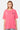 T-shirt June Rose oversize porté de face par une mannequin femme, petit cœur planète bordeaux sur la poitrine