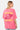 T-shirt June Rose porté de dos par une mannequin femme, Create a Kinder Planet jaune et cœur planète bordeaux