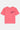 T-shirt June Rose vu de face à plat, petit cœur planète bordeaux brodé sur la poitrine, fond blanc