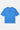 T-shirt Juno Bleu oversize vu de face à plat, petit logo Eleven violet au centre de la poitrine, fond blanc
