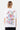 T-shirt Jwin Blanc porté de dos par une mannequin femme, In the end l'amour win en lettres pastel, fleurs et smiley