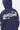 Sweat à capuche Furry Bleu Marine vu de dos en gros plan, grand logo blanc Elevenparis avec étoiles, manches étoilées