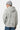 Sweat à capuche Moon Bandana Gris Chiné vu de dos, porté par un homme avec bonnet gris, imprimé cachemire