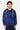 Sweat à capuche zippé Moon Bandana Bleu Marine porté par un homme de face, imprimé cachemire bleu et jean foncé
