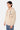 Sweat à capuche zippé Moon Beige porté par un homme de trois quarts, broderie pyramide et cordons tressés