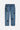Jean Neleo Bleu jean de face à plat sur fond clair, patchs fleur de lys noirs sur les jambes