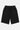 Short Ninon Noir de face à plat, cordon de serrage et fleurs de lys noires brodées ton sur ton, bas brut