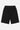 Short Ninon Noir vu de dos à plat, trois fleurs de lys noires brodées ton sur ton, taille élastiquée