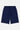 Short Ninon Bleu Marine de face à plat, cordon de serrage, fleurs de lys tonales et bas effiloché