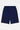Short Ninon Bleu Marine vu de dos à plat, fleurs de lys tonales brodées et bas à bord brut
